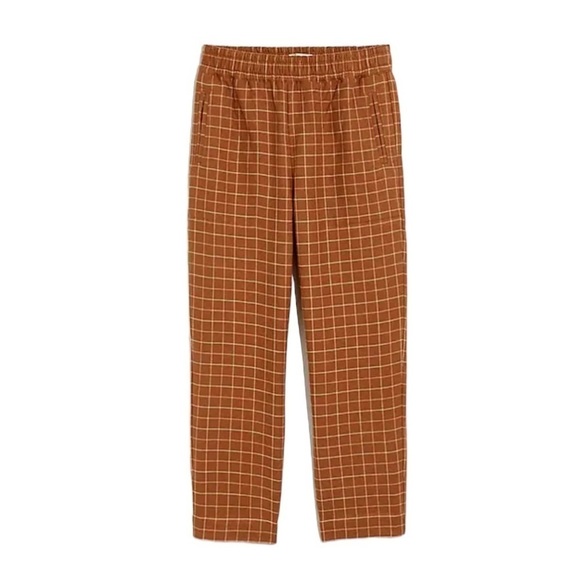 Madewell Waffleback Pull-On High-Rise Pants in Windowpane. Brown Size S #824 - Picture 1 of 8